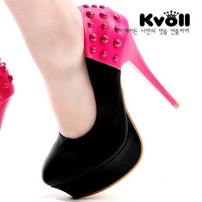 Sapato Scarpin Peep Toe  Kvoll com rebite